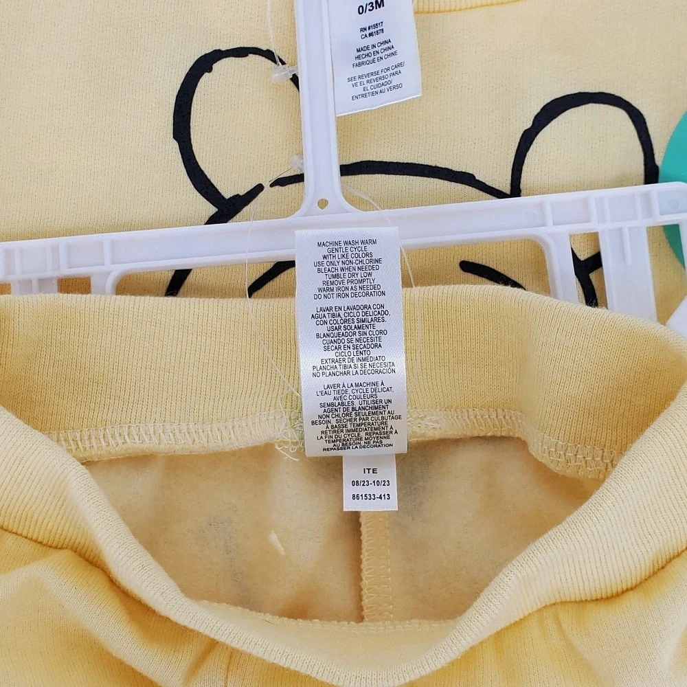 Disney Baby Winnie the Pooh Piglet Ruffle Sweatshirt Jogger‎ Set Yellow 0-3M New